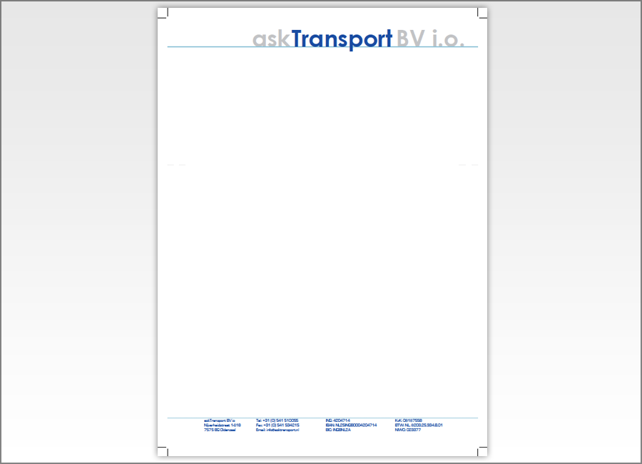 Briefpapier Ask Transport / Bedrijf / Print drukwerk / DTP