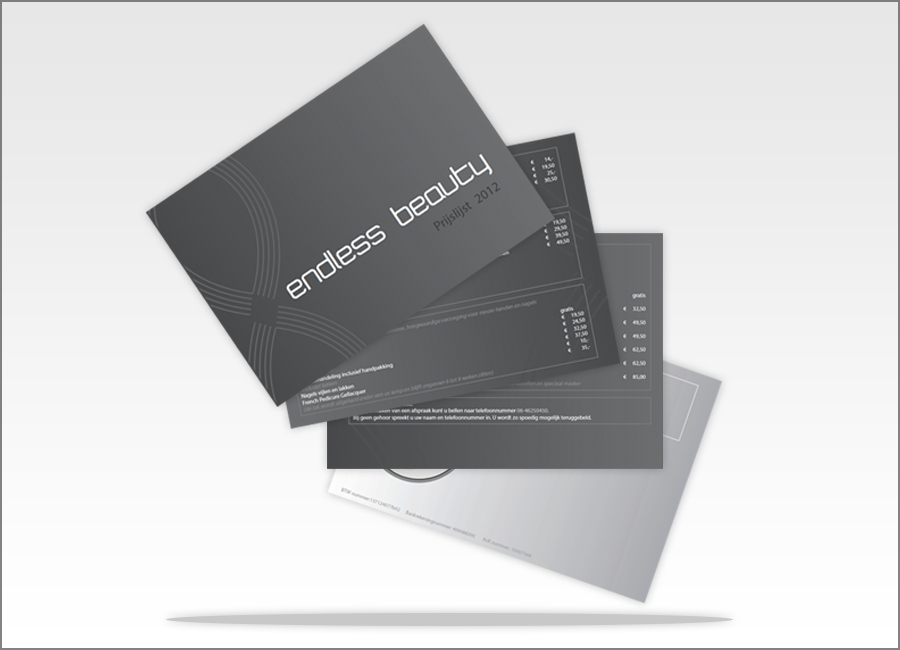Beautysalon Endless Beauty / Vormgeving / Deventer / Prijslijst