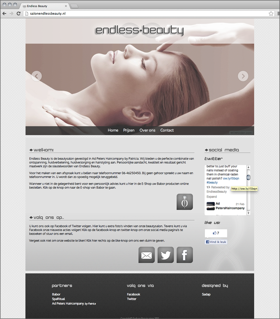 Beautysalon Endless Beauty / Grafisch / Deventer / Webdesign