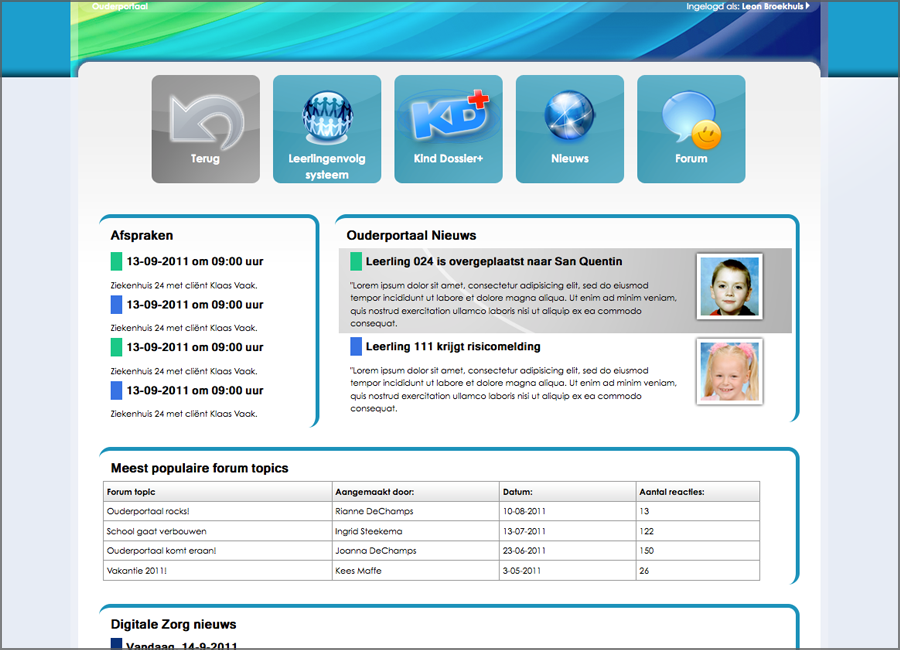 Ouderportaal / Portal / Webapplicatie / Topicus