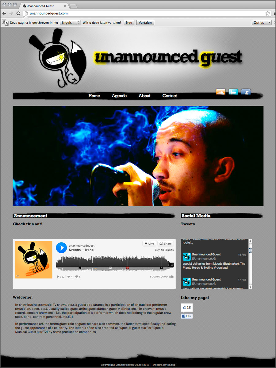 Website / Unannounced Guest / Muziek / Design